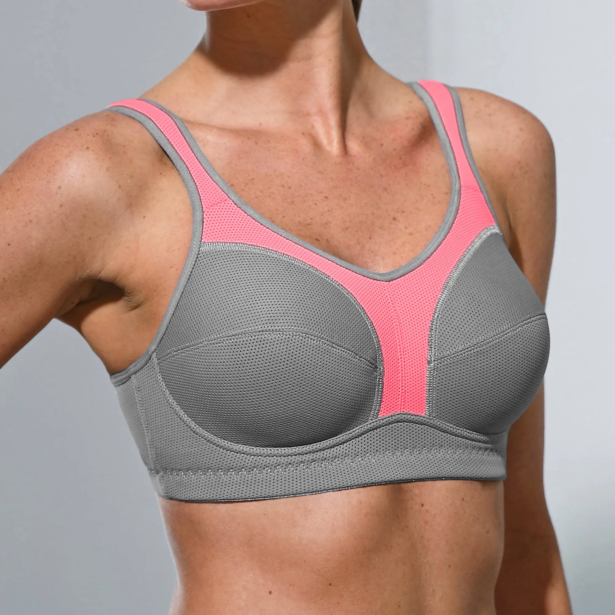 Beha<Blancheporte Sportbeha - zonder beugels grijs / roze