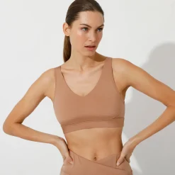 Beha<Blancheporte Sportbeha in glanzende microvezel marron glacé