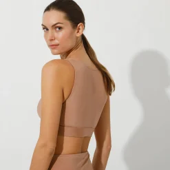 Beha<Blancheporte Sportbeha in glanzende microvezel marron glacé