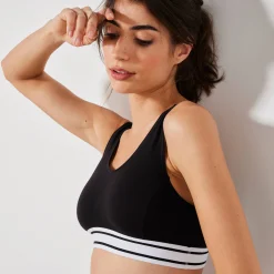 Beha<Blancheporte Sportbehatopje zonder beugels - set van 2 wit + zwart