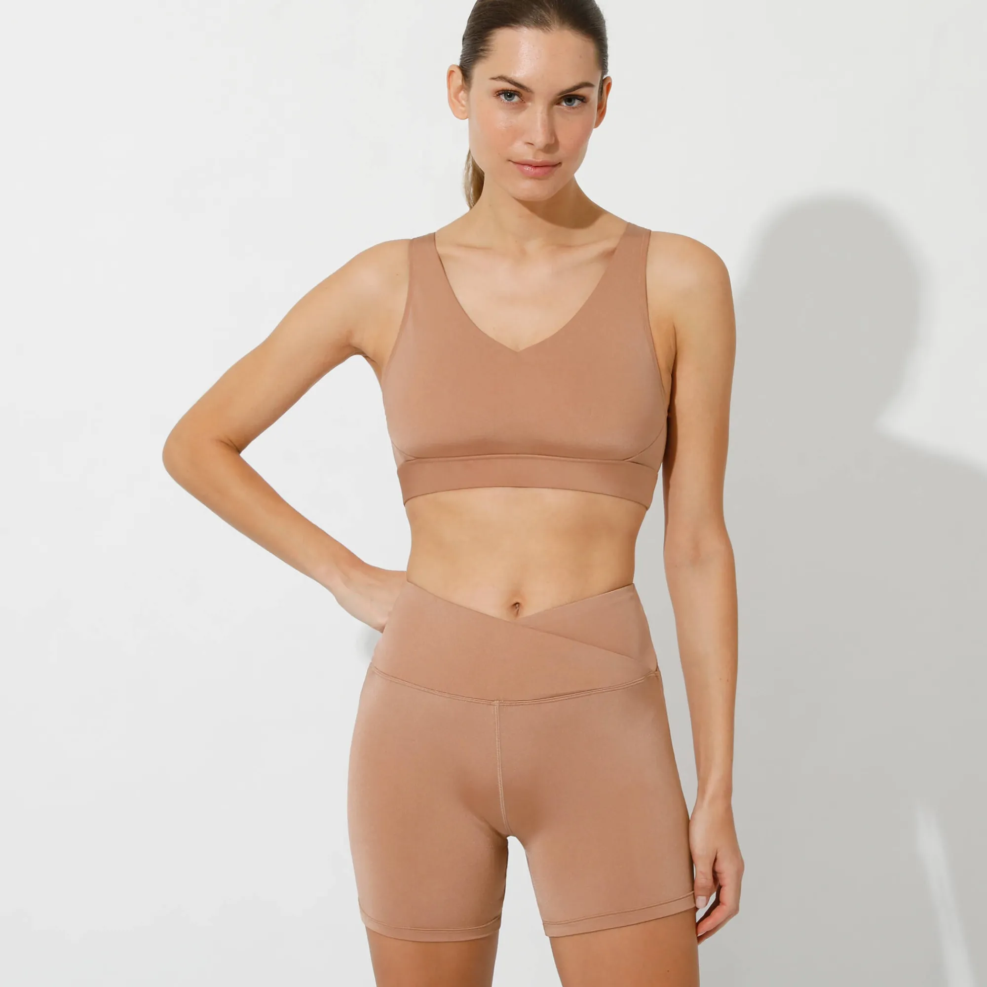 Slip En Shorty<Blancheporte Sportshort voor gelifte bips in microvezel marron glacé