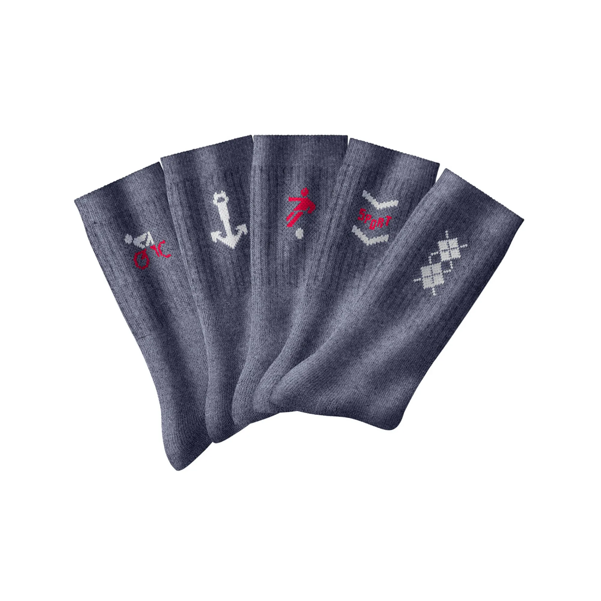 Ondergoed<Blancheporte Sportsokken met motieven - set van 10 paar jeansblauw