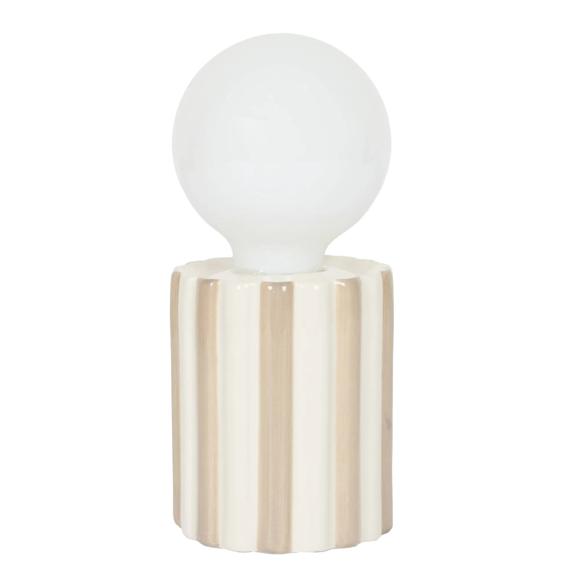 Decoratieartikel<Blancheporte Staande ledlamp in keramiek taupe / wit