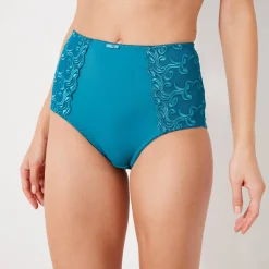 Slip En Shorty<Confidence Lingerie Step-in broekje in microvezel en geborduurde tule Sienne - set van 2 smaragd + wit