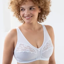Beha<Blancheporte Steungevende beha in kant en tricot - zonder beugels wit