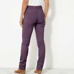 Broek<Colors&Co Steungevende broek voor kleine lengte, binnenpijplengte 75 cm aubergine