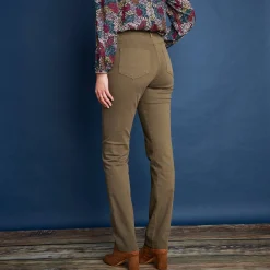 Broek<Colors&Co Steungevende broek voor kleine lengte, binnenpijplengte 75 cm olijfgroen