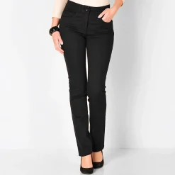 Broek<Colors&Co Steungevende broek voor kleine lengte, binnenpijplengte 75 cm zwart