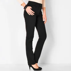 Broek<Colors&Co Steungevende broek voor kleine lengte, binnenpijplengte 75 cm zwart
