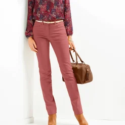 Broek<Colors&Co Steungevende broek voor kleine lengte, binnenpijplengte 75 cm terracotta