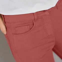 Broek<Colors&Co Steungevende broek voor kleine lengte, binnenpijplengte 75 cm terracotta