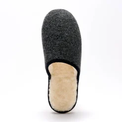 Schoenen|Schoenen Heren<Blancheporte Stille, effen muiltjes met wolvoering antraciet