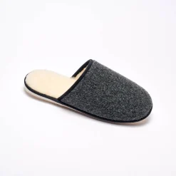 Schoenen|Schoenen Heren<Blancheporte Stille, effen muiltjes met wolvoering antraciet
