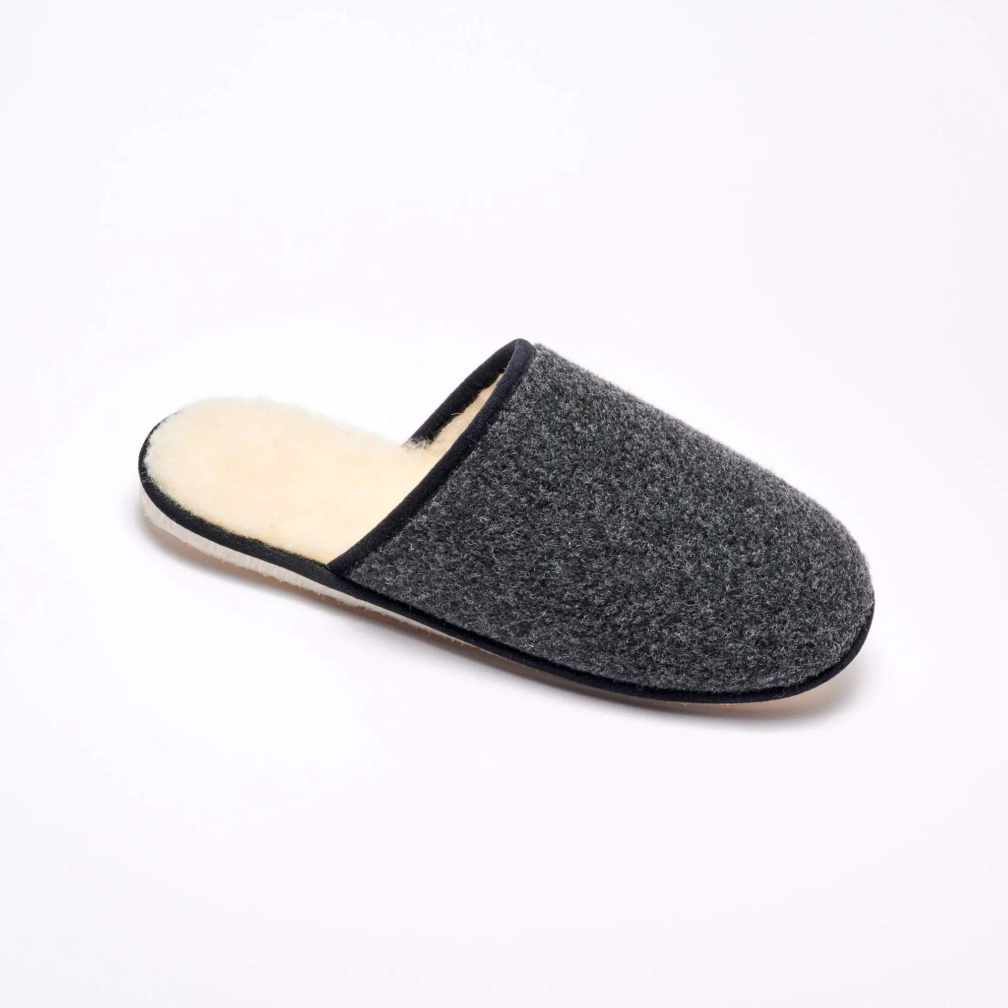 Schoenen|Schoenen Heren<Blancheporte Stille, effen muiltjes met wolvoering antraciet