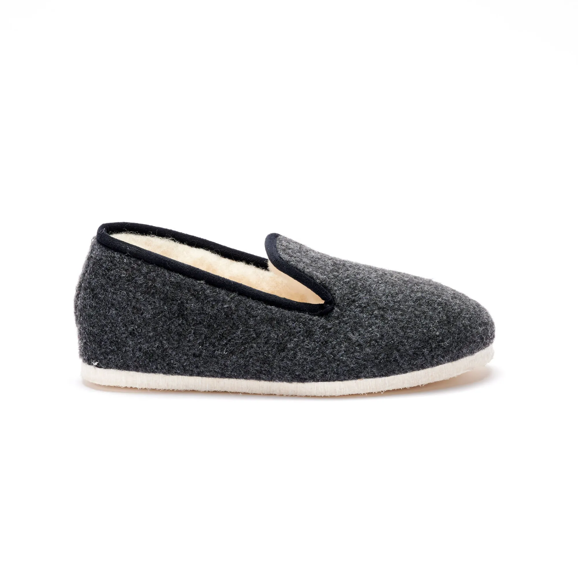 Schoenen|Schoenen Heren<Blancheporte Stille, effen pantoffels met wolvoering antraciet