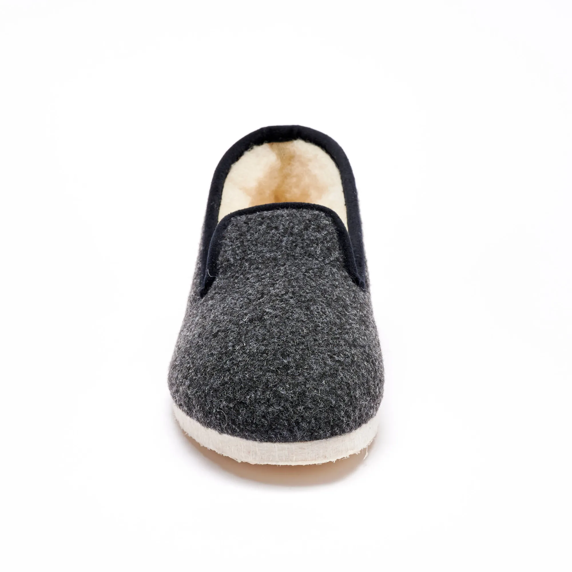 Schoenen|Schoenen Heren<Blancheporte Stille, effen pantoffels met wolvoering antraciet