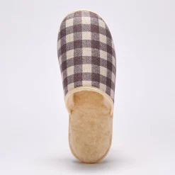 Schoenen|Schoenen Heren<Blancheporte Stille, geruite muiltjes met wolvoering taupe