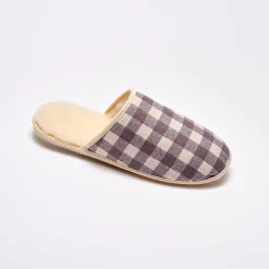 Schoenen|Schoenen Heren<Blancheporte Stille, geruite muiltjes met wolvoering taupe