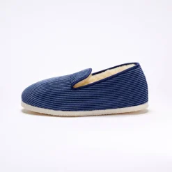 Schoenen|Schoenen Heren<Blancheporte Stille pantoffels in velours met wolvoering marineblauw