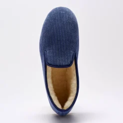 Schoenen|Schoenen Heren<Blancheporte Stille pantoffels in velours met wolvoering marineblauw