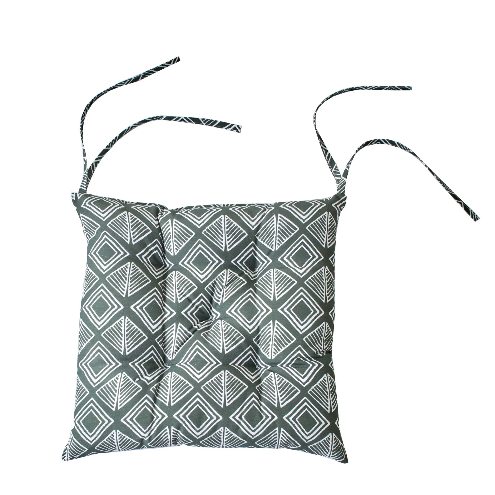 Stoelkussentje<Blancheporte Stoelkussentje, geometrische print - set van 2 kaki / wit