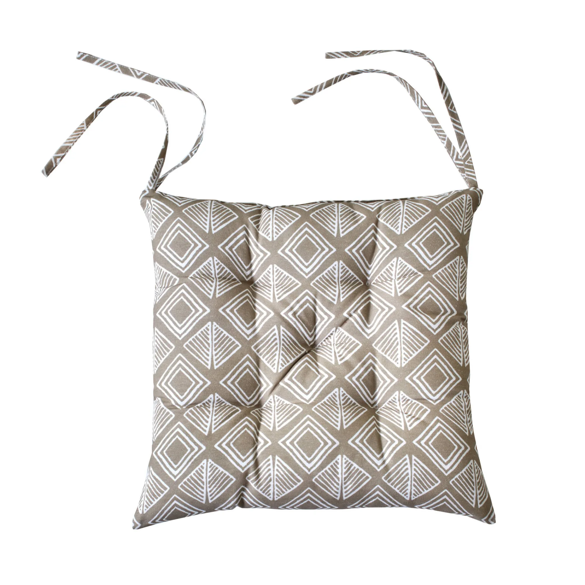 Stoelkussentje<Blancheporte Stoelkussentje, geometrische print - set van 2 beige / wit