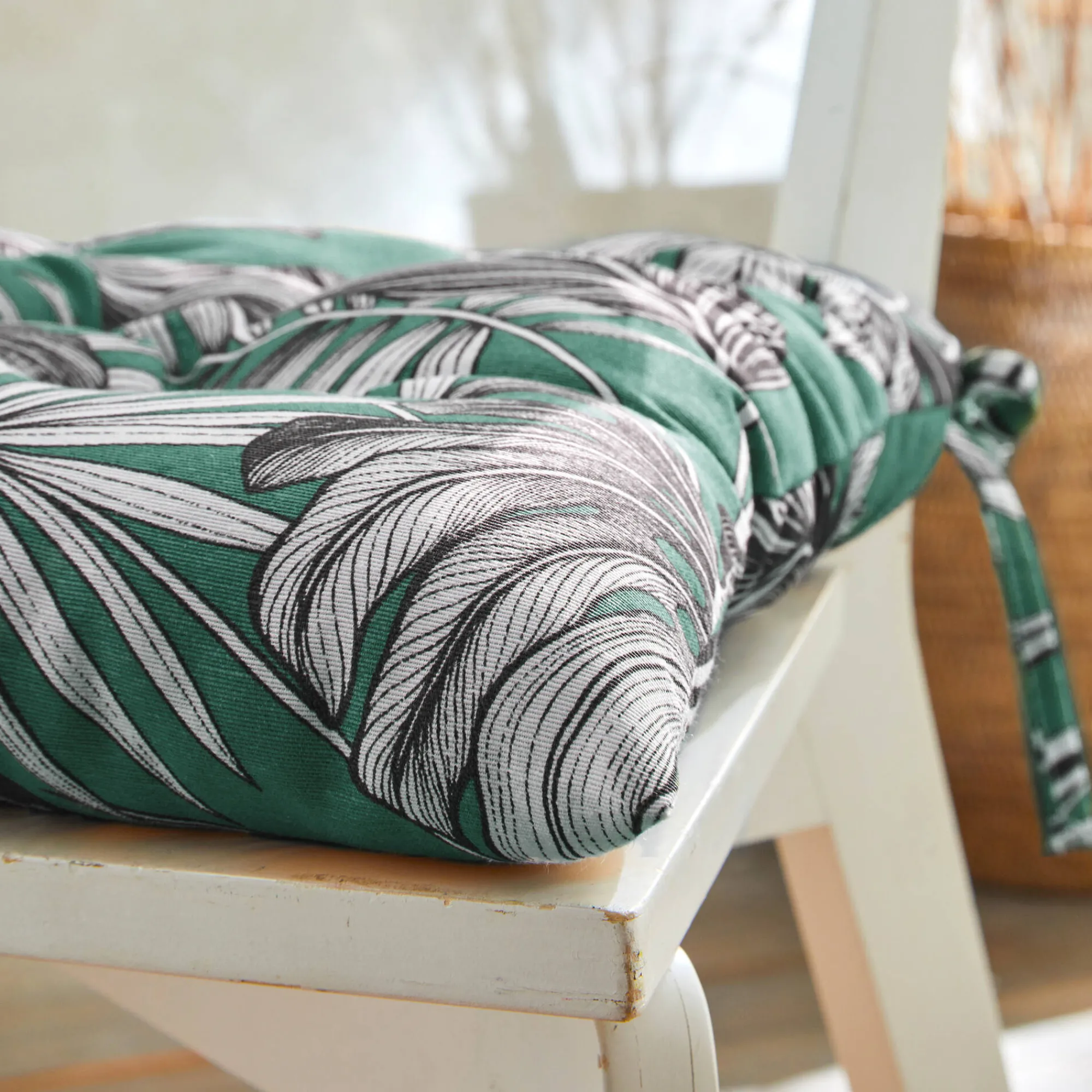 Stoelkussentje<Blancheporte Stoelkussentje met tropische print - set van 2 groen