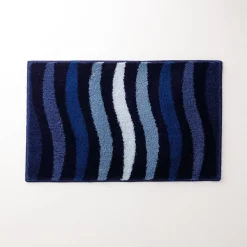 Badmatje<Blancheporte Streelzacht badmatje met zebramotief blauw