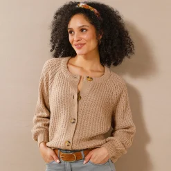 Trui En Vest<Blancheporte Streelzacht vest in patenttricot chiné hazelnootbruin