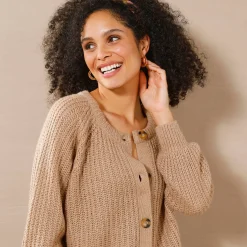 Trui En Vest<Blancheporte Streelzacht vest in patenttricot chiné hazelnootbruin