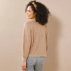 Trui En Vest<Blancheporte Streelzacht vest in patenttricot chiné hazelnootbruin