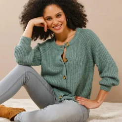 Trui En Vest<Blancheporte Streelzacht vest in patenttricot chiné groen