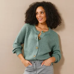 Trui En Vest<Blancheporte Streelzacht vest in patenttricot chiné groen