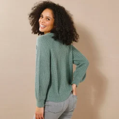 Trui En Vest<Blancheporte Streelzacht vest in patenttricot chiné groen