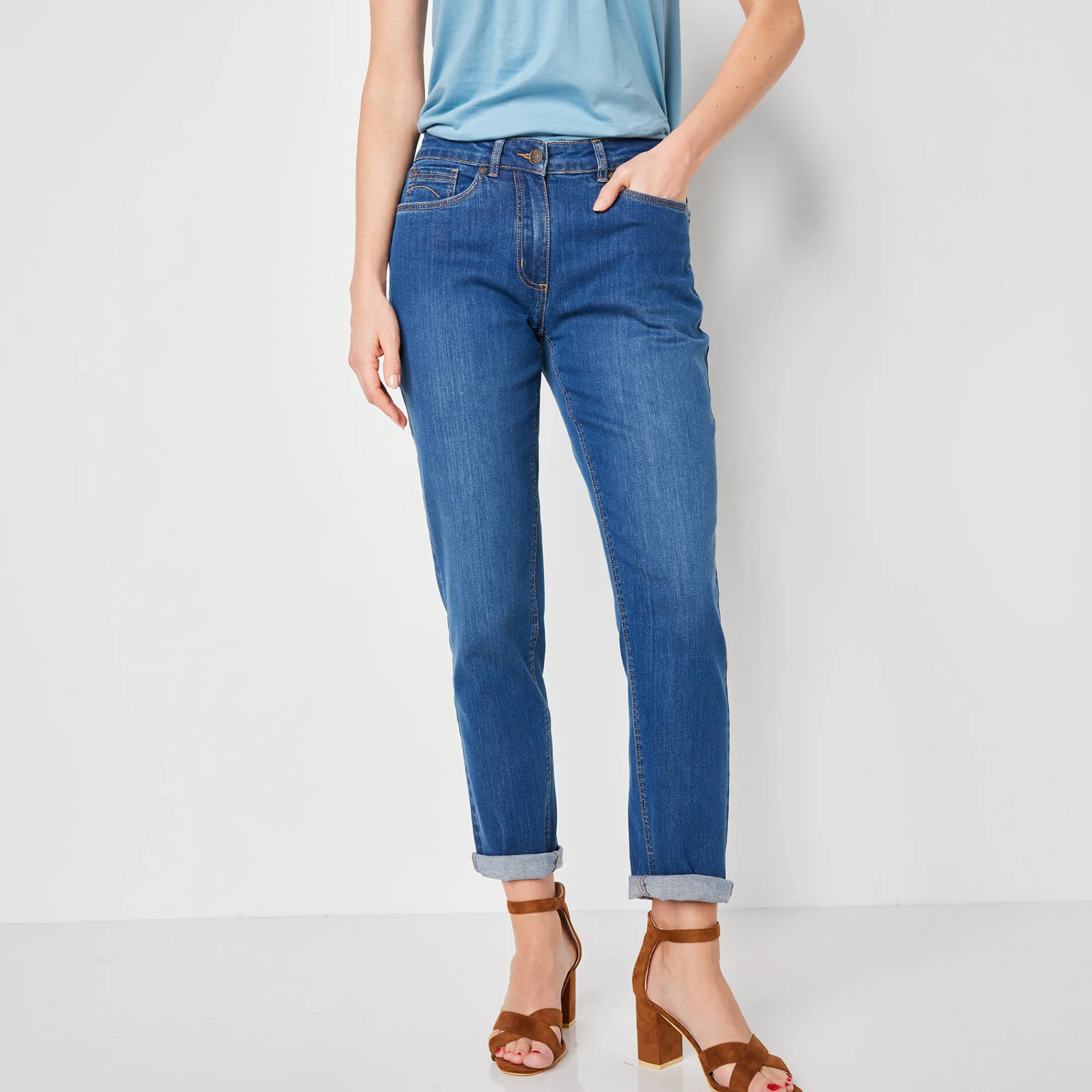 Jeans<Blancheporte Stretch jeans in 'mom' model stone