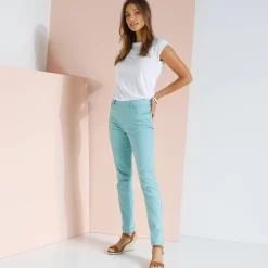 Broek<Blancheporte Stretchbroek met afslankende naden celadon