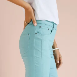 Broek<Blancheporte Stretchbroek met afslankende naden celadon