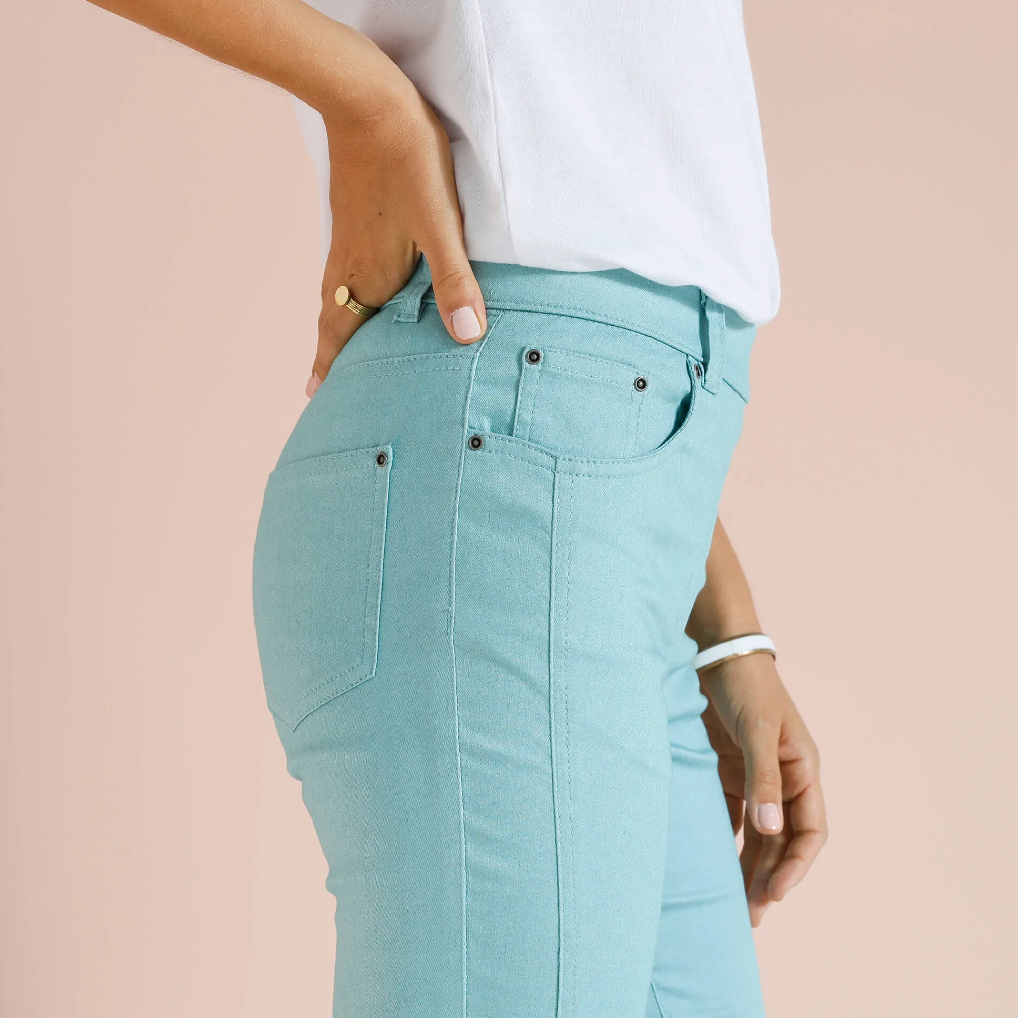 Broek<Blancheporte Stretchbroek met afslankende naden celadon