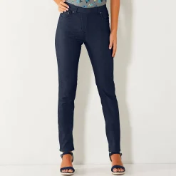 Broek<Blancheporte Stretchbroek met afslankende naden marine