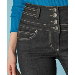 Jeans|Broek<Blancheporte Stretchjeans in bootcutmodel met hoge taille - binnenpijplengte 78 cm black