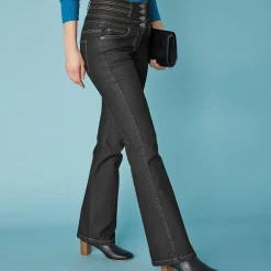 Jeans|Broek<Blancheporte Stretchjeans in bootcutmodel met hoge taille - binnenpijplengte 78 cm black