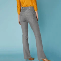 Jeans|Broek<Blancheporte Stretchjeans in bootcutmodel met hoge taille - binnenpijplengte 78 cm grijs
