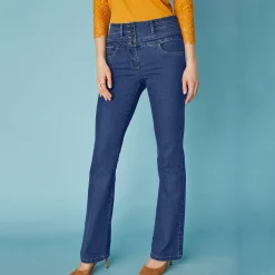 Jeans|Broek<Blancheporte Stretchjeans in bootcutmodel met hoge taille - binnenpijplengte 78 cm raw