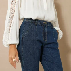 Jeans|Broek<Blancheporte Stretchjeans in 'mom' model, hoge taille stone