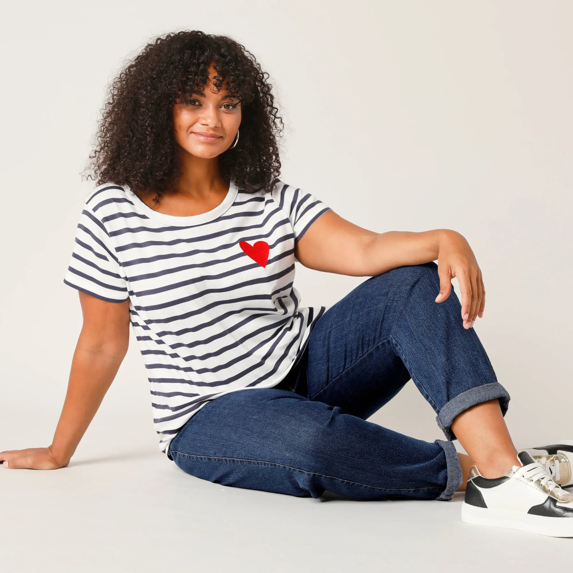 Jeans|Broek<Blancheporte Stretchjeans in 'mom' model, hoge taille stone