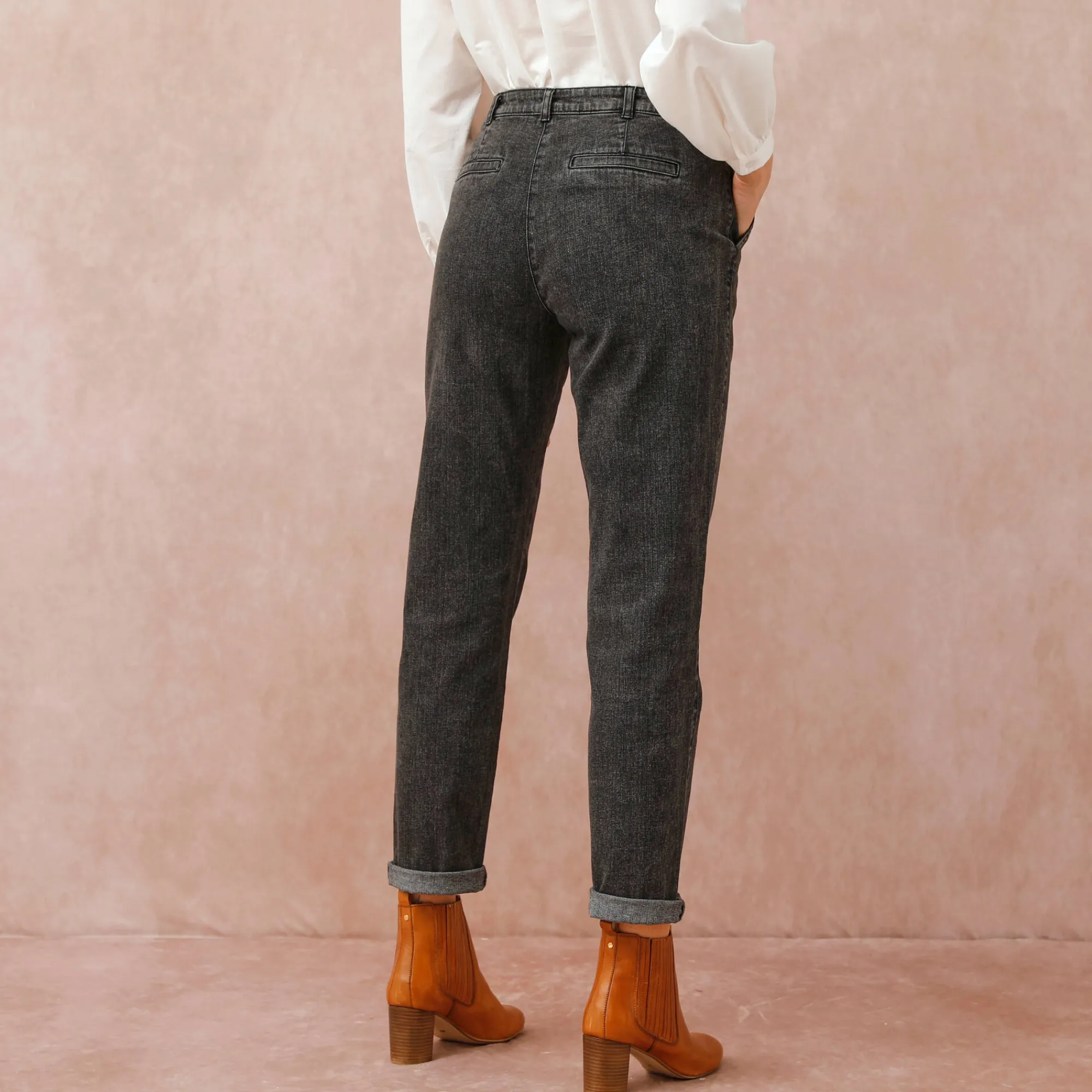 Jeans|Broek<Blancheporte Stretchjeans in 'mom' model, hoge taille used black