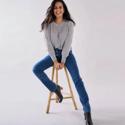 Jeans|Broek<Blancheporte Stretchjeans in recht model met hoge taille stone
