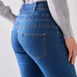 Jeans|Broek<Blancheporte Stretchjeans in recht model met hoge taille stone