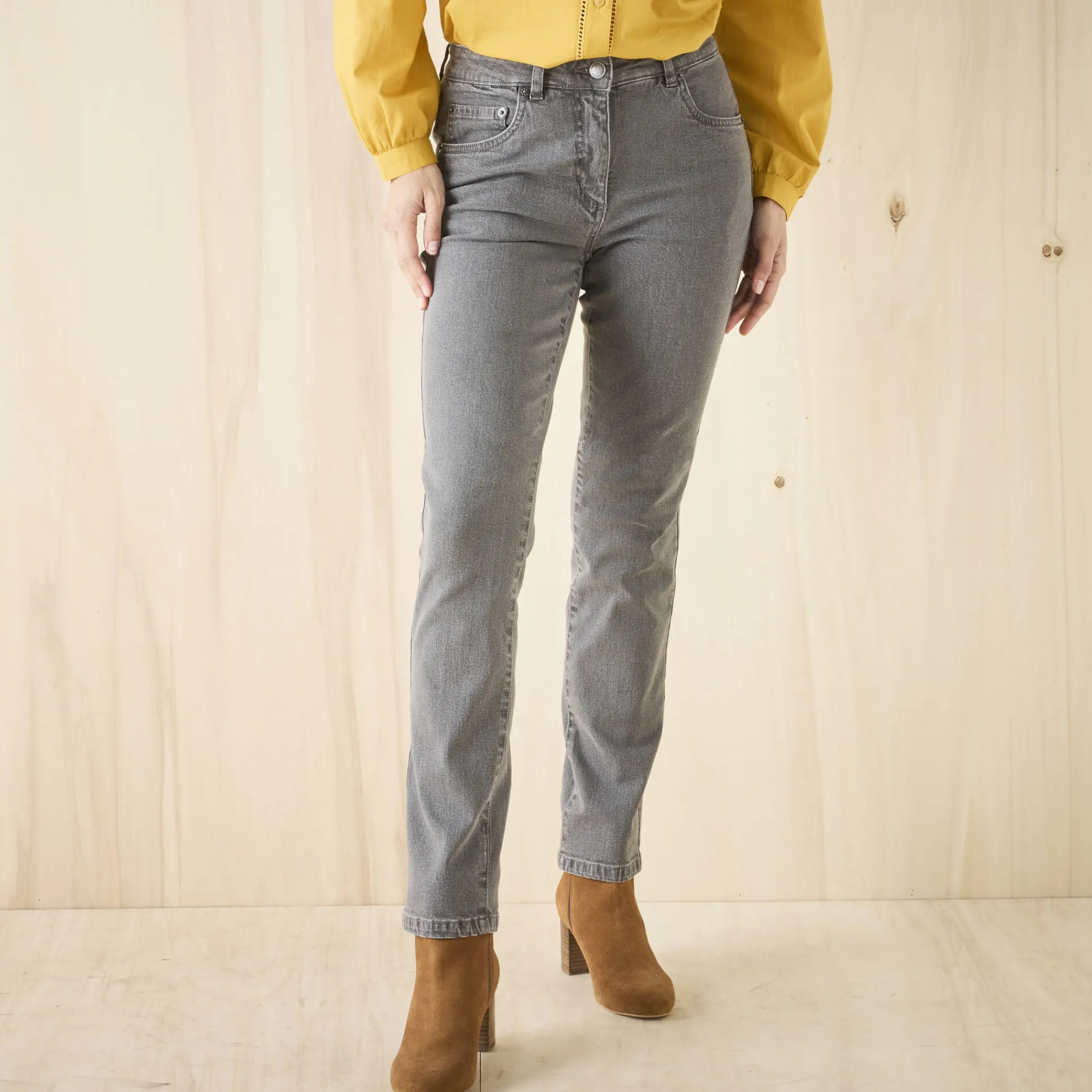 Jeans|Broek<Blancheporte Stretchjeans in recht model - kleine lengte grijs