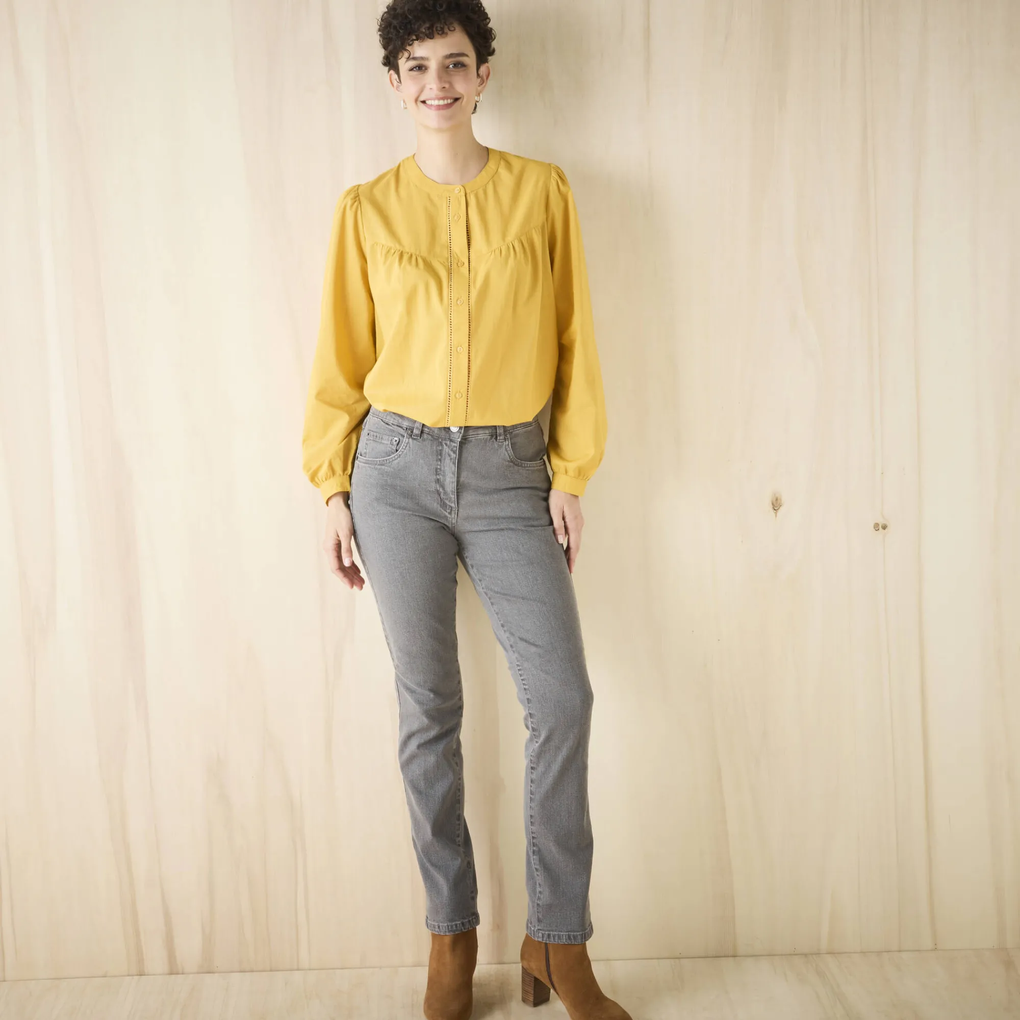 Jeans|Broek<Blancheporte Stretchjeans in recht model - kleine lengte grijs